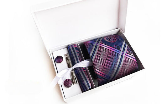 Royal / Blush / Platinum Silk Necktie Set