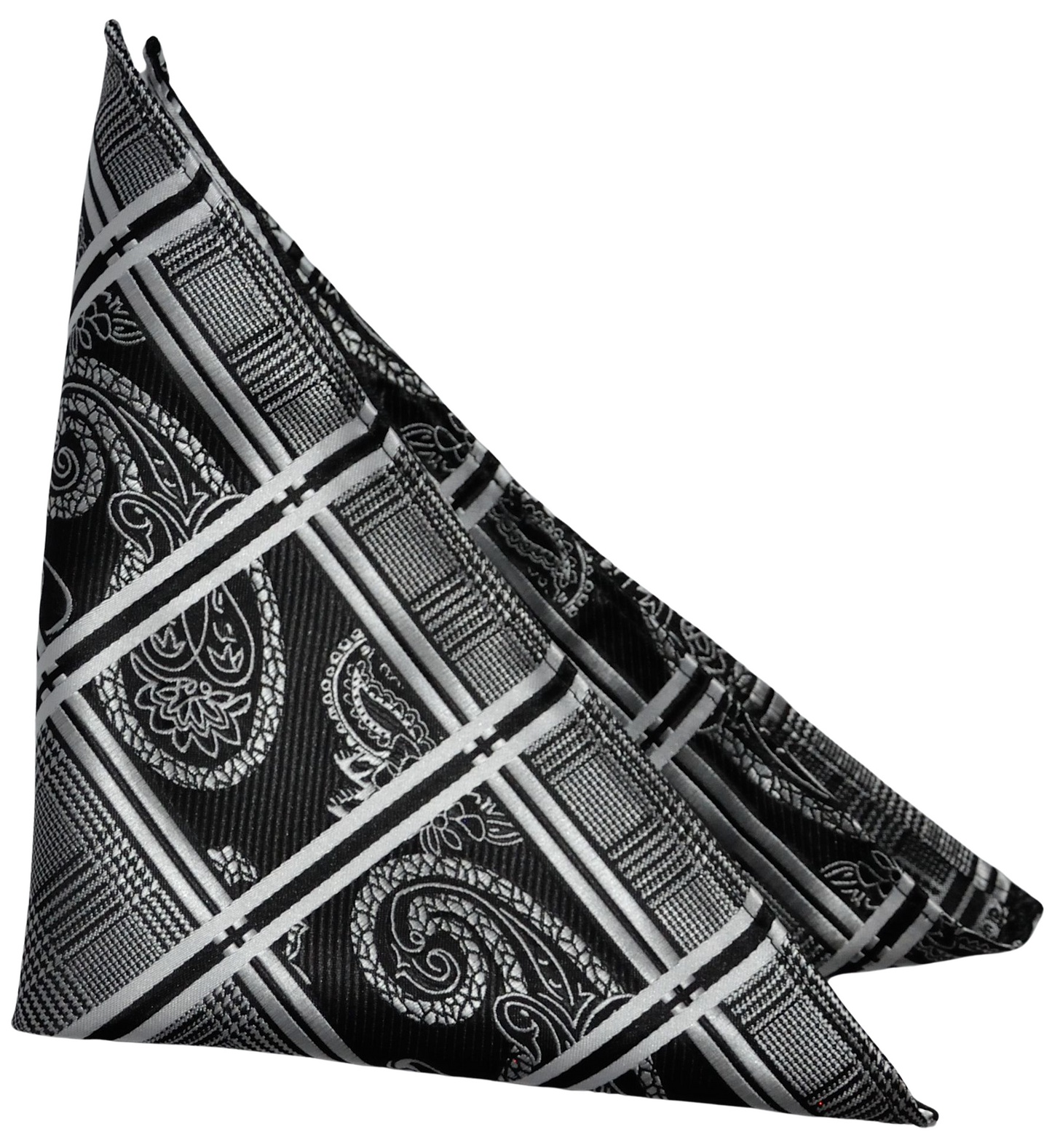 Platinum / Onyx Silk Pocket Square