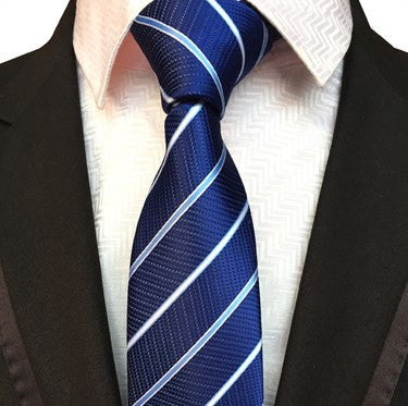 Navy / Sky Blue Stripe Silk Necktie Set
