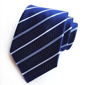 Navy / Sky Blue Stripe Silk Necktie Set