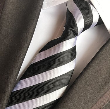 Onyx / Platinum Stripe Silk Necktie Set