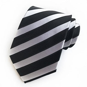Onyx / Platinum Stripe Silk Necktie Set