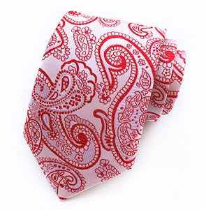 Crimson / Platinum Silk Necktie Set