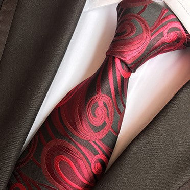 Onyx / Crimson Silk Necktie Set