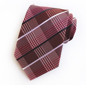 Crimson / Blush Plaid Silk Necktie Set