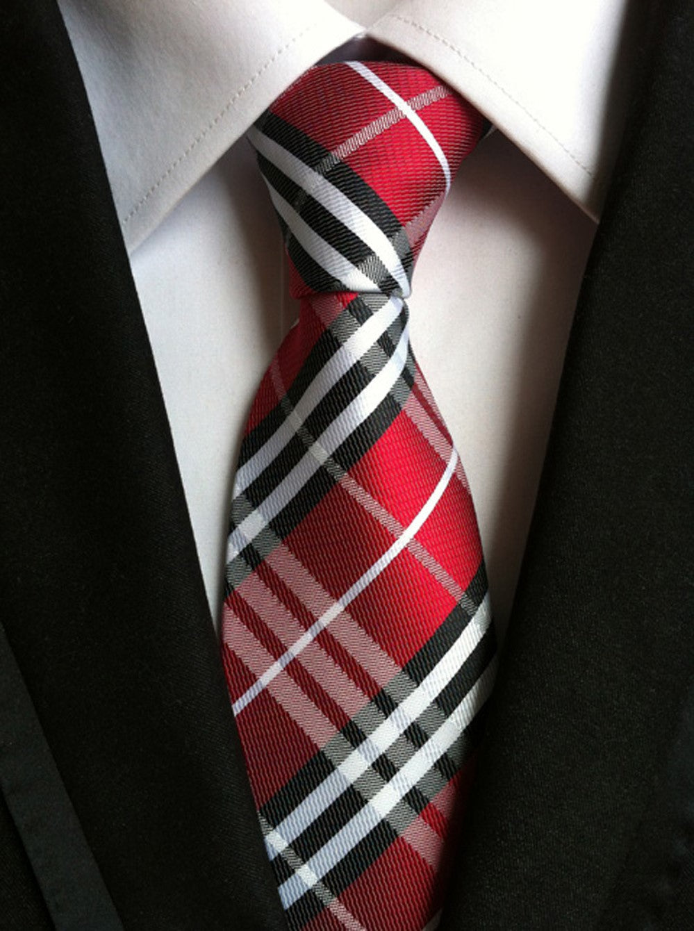 Crimson / Onyx / Pearl Silk Necktie