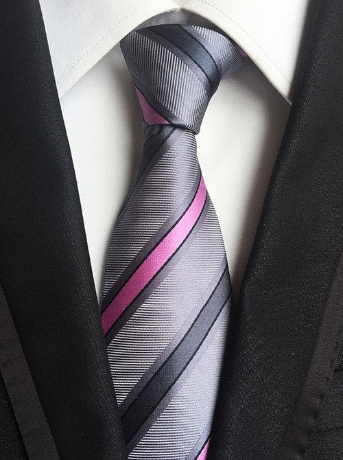 Platinum / Charcoal / Blush Silk Necktie