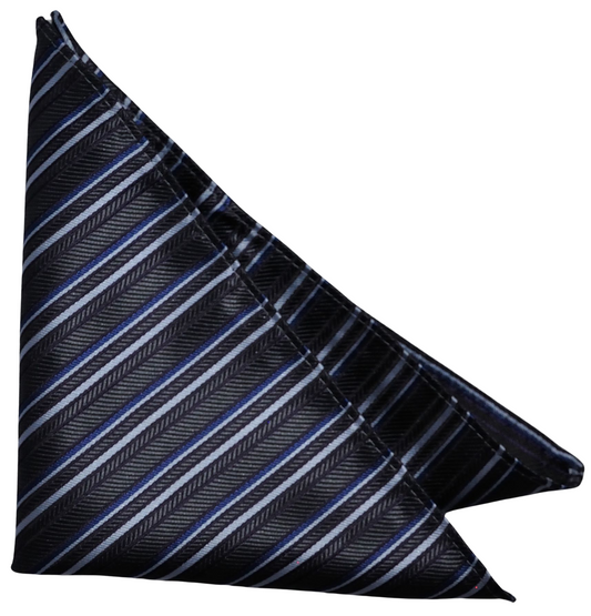 Charcoal / Platinum / Navy Silk Pocket Square