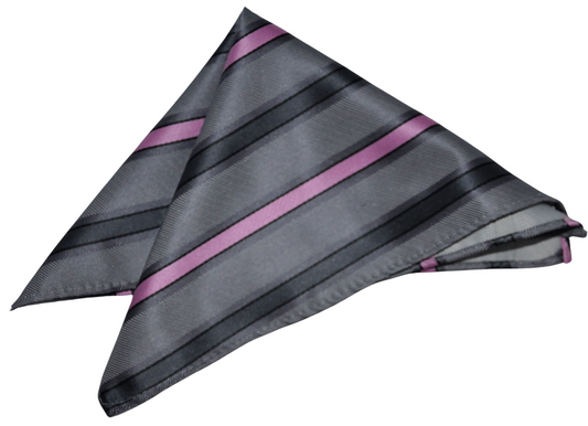 Platinum / Charcoal / Blush Silk Pocket Square