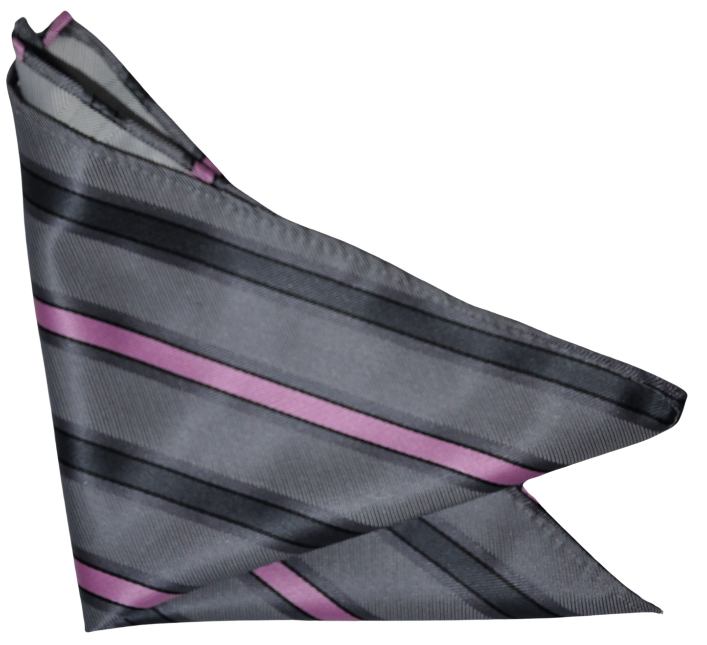 Platinum / Charcoal / Blush Silk Pocket Square