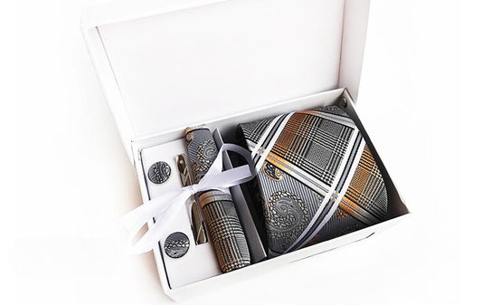 Platinum / Copper Silk Necktie Set