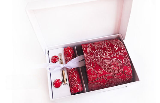 Crimson Silk Necktie Set