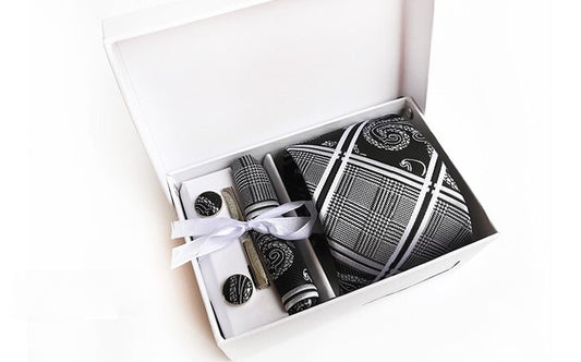 Platinum / Onyx Silk Necktie Set