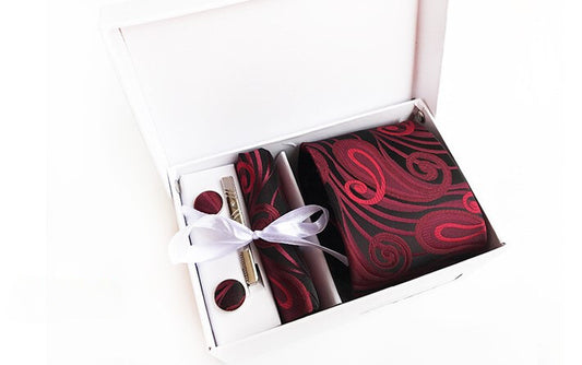 Onyx / Crimson Silk Necktie Set