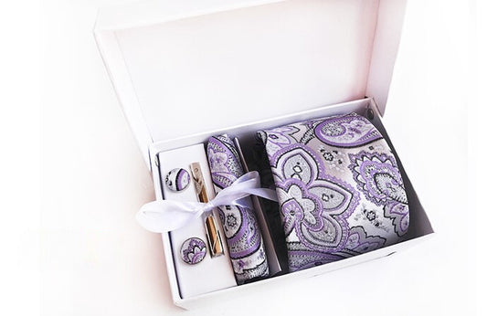 Platinum / Lavender Silk Necktie Set