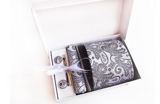Platinum / Charcoal Silk Necktie Set