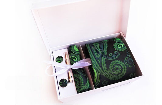 Emerald / Onyx Silk Necktie Set