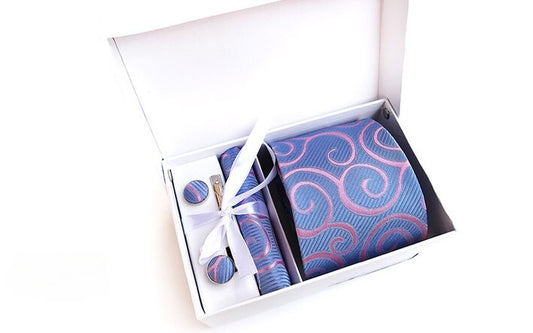 Royal Blue / Blush Silk Necktie Set