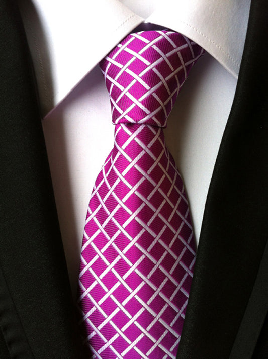 Magenta / Pearl Silk Necktie