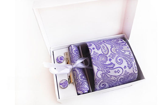Lavender / Platinum Silk Necktie Set